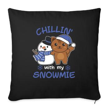 Chat Chillin avec mon schneemann snowmie - Housse de coussin décorative 45 x 45 cm - noir - Devant