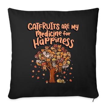 Les fruits du chat sont mon médicament pour le bonheur - Housse de coussin décorative 45 x 45 cm - noir - Devant