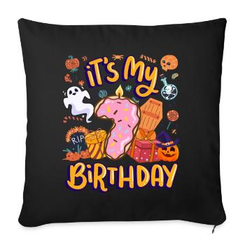 C’est mon beignet de pâtisserie 7 ans Halloween 7. - Housse de coussin décorative 45 x 45 cm - noir - Devant
