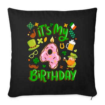 C’est mon beignet de vacances de 4 ans st. - Housse de coussin décorative 45 x 45 cm - noir - Devant