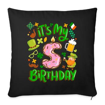 C’est mon beignet de vacances de 5 ans. - Housse de coussin décorative 45 x 45 cm - noir - Devant