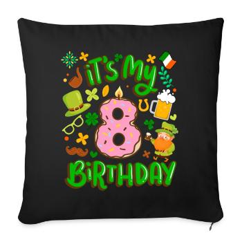 C’est mon beignet de vacances de 8 ans st. - Housse de coussin décorative 45 x 45 cm - noir - Devant