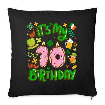 C’est mon beignet de vacances de 10 ans. - Housse de coussin décorative 45 x 45 cm - noir - Devant