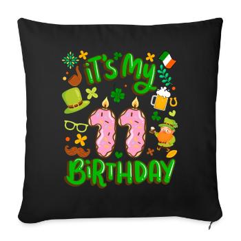 C’est mon beignet de vacances de 11 ans. - Housse de coussin décorative 45 x 45 cm - noir - Devant