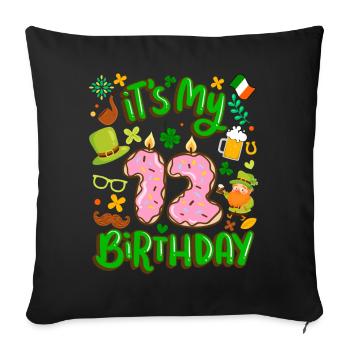 C’est mon beignet de vacances de 12 ans. - Housse de coussin décorative 45 x 45 cm - noir - Devant