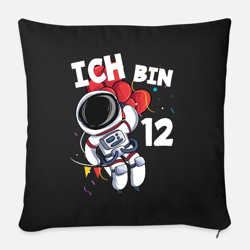 Ich bin 12 Jahre Astronaut 12. Geburtstag - Sofakissenbezug 45 x 45 cm - Schwarz
