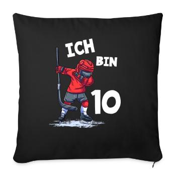 Ich bin 10 Jahre Eishockey 10. Geburtstag - Sofakissenbezug 45 x 45 cm - Schwarz - Vorne