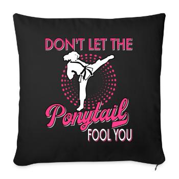 Karate Taekwondo Girls Women Karate Kick - Sofa pillowcase 17,3'' x 17,3'' (45 x 45 cm) - black - Front