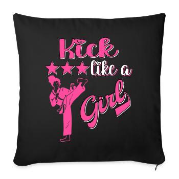 Karate Taekwondo Girls Women Karate Kick - Sofa pillowcase 17,3'' x 17,3'' (45 x 45 cm) - black - Front