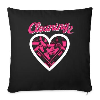 Femme de ménage Nettoyeuse - Housse de coussin décorative 45 x 45 cm - noir - Devant