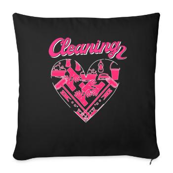 Femme de ménage Nettoyeuse - Housse de coussin décorative 45 x 45 cm - noir - Devant