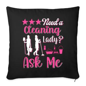 Femme de ménage Nettoyeuse - Housse de coussin décorative 45 x 45 cm - noir - Devant