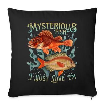 Pisces Vintage Illustration Love-Fish Saying - Sofa pillowcase 17,3'' x 17,3'' (45 x 45 cm) - black - Front