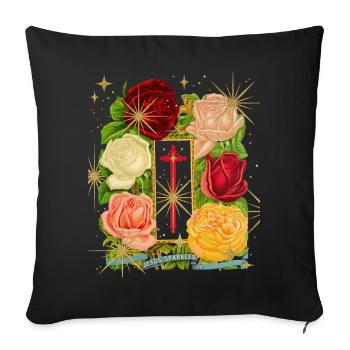 Jesus, Jesus Christ, vintage rose motif saying - Sofa pillowcase 17,3'' x 17,3'' (45 x 45 cm) - black - Front