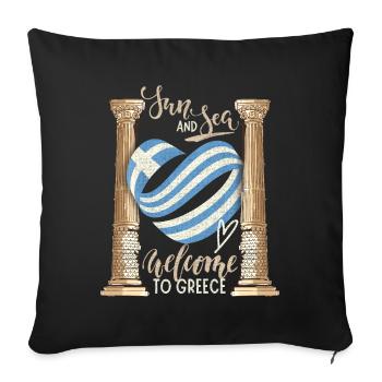 Greece, Sun and Sea Ancient Ruins - Sofa pillowcase 17,3'' x 17,3'' (45 x 45 cm) - black - Front