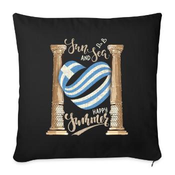 Sun and Sea Greece Holiday Ancient Ruins - Sofa pillowcase 17,3'' x 17,3'' (45 x 45 cm) - black - Front