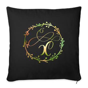 Monogram, letter X, calligraphy ornament - Sofa pillowcase 17,3'' x 17,3'' (45 x 45 cm) - black - Front