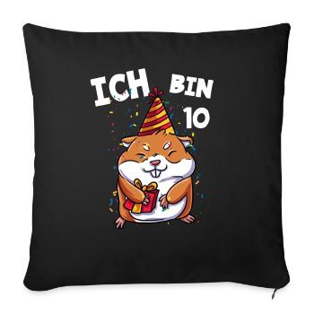 Ich bin 10 Jahre Hamster 10. Geburtstag - Sofakissenbezug 45 x 45 cm - Schwarz - Vorne