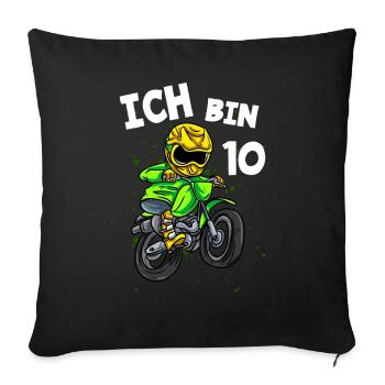 Ich bin 10 Jahre Motorcross 10. Geburtstag - Sofakissenbezug 45 x 45 cm - Schwarz - Vorne