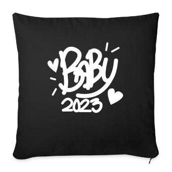 Bébé 2023 - Naissance Enceinte 2023 Grossesse - Housse de coussin décorative 45 x 45 cm - noir - Devant