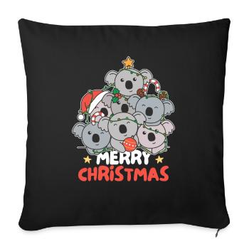 Koala Arbre de Noël Joyeux Noël - Housse de coussin décorative 45 x 45 cm - noir - Devant