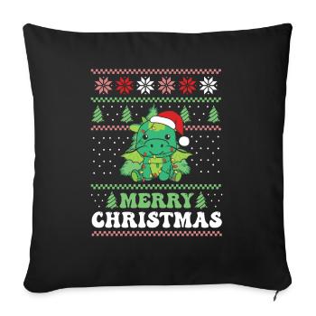 Merry Christmas retro ugly christmas dragon - Sofa pillowcase 17,3'' x 17,3'' (45 x 45 cm) - black - Front