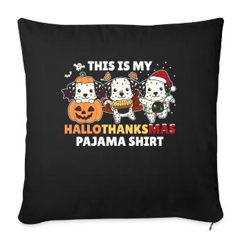 Hellothanksmas Pajama Shirt Dalmatian Christmas - Sofa pillowcase 17,3'' x 17,3'' (45 x 45 cm) - black - Front