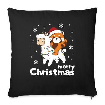 Red Panda Llama Christmas Snow Winter Animals - Sofa pillowcase 17,3'' x 17,3'' (45 x 45 cm) - black - Front