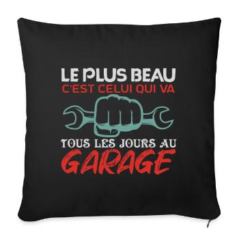 Mécanicien | lAutomobile Cadeau Auto Garage - Housse de coussin décorative 45 x 45 cm - noir - Devant