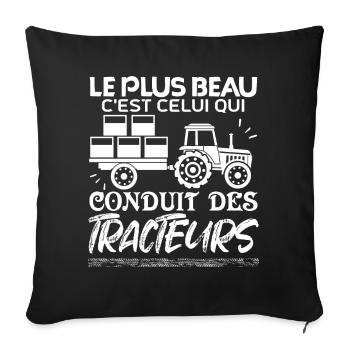 Tracteur Fan de tracteur J'aime les tracteurs - Housse de coussin décorative 45 x 45 cm - noir - Devant