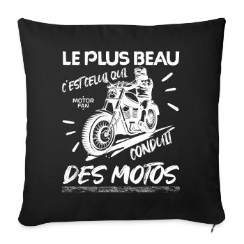 motard | meilleur motard fan de moto le plus beau - Housse de coussin décorative 45 x 45 cm - noir - Devant