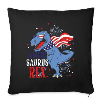 Ameri Saurus Rex 4. Juli Dinosaurier Independence - Sofakissenbezug 45 x 45 cm - Schwarz - Vorne