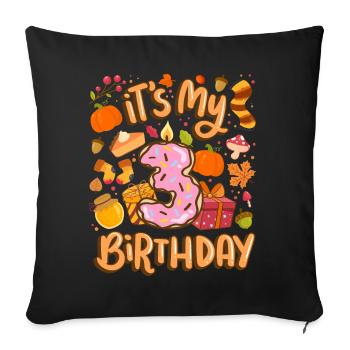 C’est mon 3 anniversaire automne feuille d’érable automne - Housse de coussin décorative 45 x 45 cm - noir - Devant