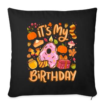 C’est mon 4 anniversaire automne feuille d’érable automne automne - Housse de coussin décorative 45 x 45 cm - noir - Devant