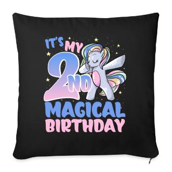 It's my 2nd magical birthday - Sofa pillowcase 17,3'' x 17,3'' (45 x 45 cm) - black - Front