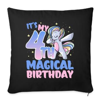 It's my 4th magical birthday - Sofa pillowcase 17,3'' x 17,3'' (45 x 45 cm) - black - Front