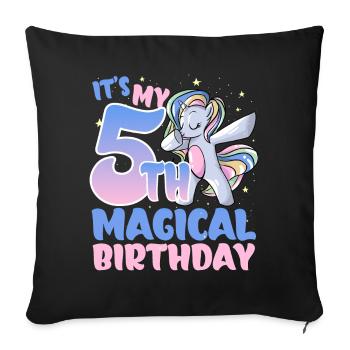 It's my 5th magical birthday - Sofa pillowcase 17,3'' x 17,3'' (45 x 45 cm) - black - Front