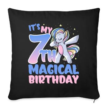 It's my 7th magical birthday - Sofa pillowcase 17,3'' x 17,3'' (45 x 45 cm) - black - Front