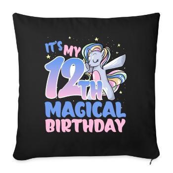 It's my 12th magical birthday - Sofa pillowcase 17,3'' x 17,3'' (45 x 45 cm) - black - Front