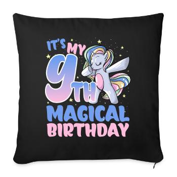 It's my 9th magical birthday - Sofa pillowcase 17,3'' x 17,3'' (45 x 45 cm) - black - Front