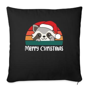 Joyeux Noël Retro Raton Laveur Noël - Housse de coussin décorative 45 x 45 cm - noir - Devant