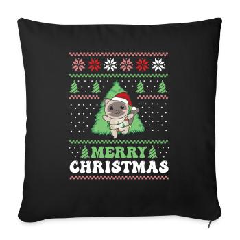Merry Christmas retro ugly christmas cat - Sofa pillowcase 17,3'' x 17,3'' (45 x 45 cm) - black - Front