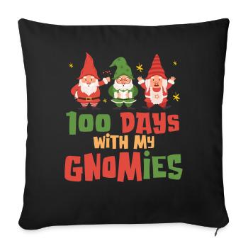100 jours avec mes gnomes Noël elfe Noël - Housse de coussin décorative 45 x 45 cm - noir - Devant