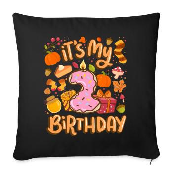 C’est mon automne 2 ans feuille d’érable automne automne - Housse de coussin décorative 45 x 45 cm - noir - Devant