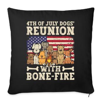 4 juillet Réunion du chien avec feu d’os - Housse de coussin décorative 45 x 45 cm - noir - Devant