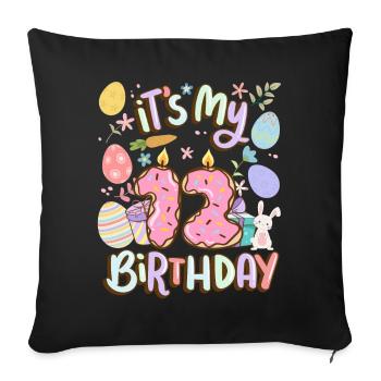 C’est mon 12 anniversaire de vacances de beignets de Pâques - Housse de coussin décorative 45 x 45 cm - noir - Devant