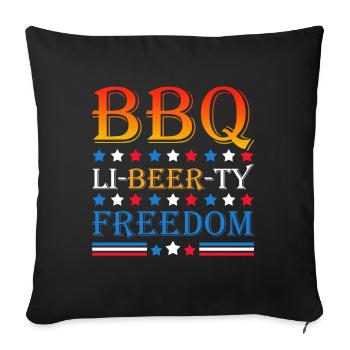 Bbq Li-beer-ty Freedom 4th of July Independence Day - Sofa pillowcase 17,3'' x 17,3'' (45 x 45 cm) - black - Front