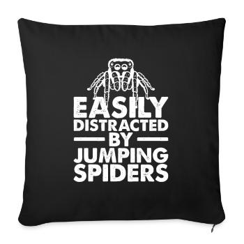 EAsily Distracted By Jumping Spiders, Spider - Sofa pillowcase 17,3'' x 17,3'' (45 x 45 cm) - black - Front