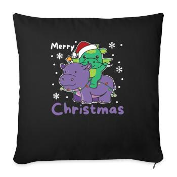 Christmas Hippo Dragon Merry Christmas Hippo - Sofa pillowcase 17,3'' x 17,3'' (45 x 45 cm) - black - Front
