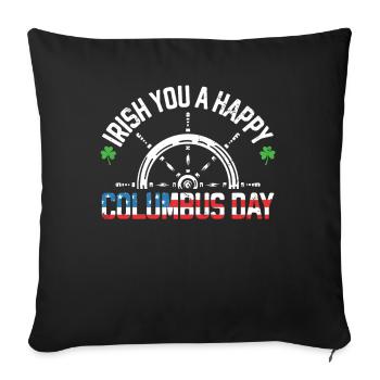 Irish You A Happy Columbus Day Green Clover - Sofa pillowcase 17,3'' x 17,3'' (45 x 45 cm) - black - Front
